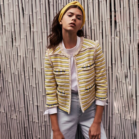 Veronica Beard Talie Jacket Tweed Blazer Off White Yellow Size 8 NEW NWT - Picture 10 of 10